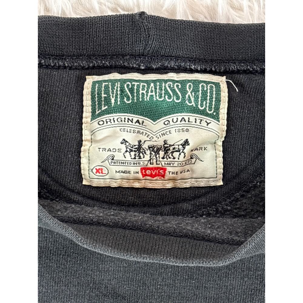 Vintage Levis Sweatshirt XL Black Embroidered Crewneck 90s Streetwear - Picture 4 of 7